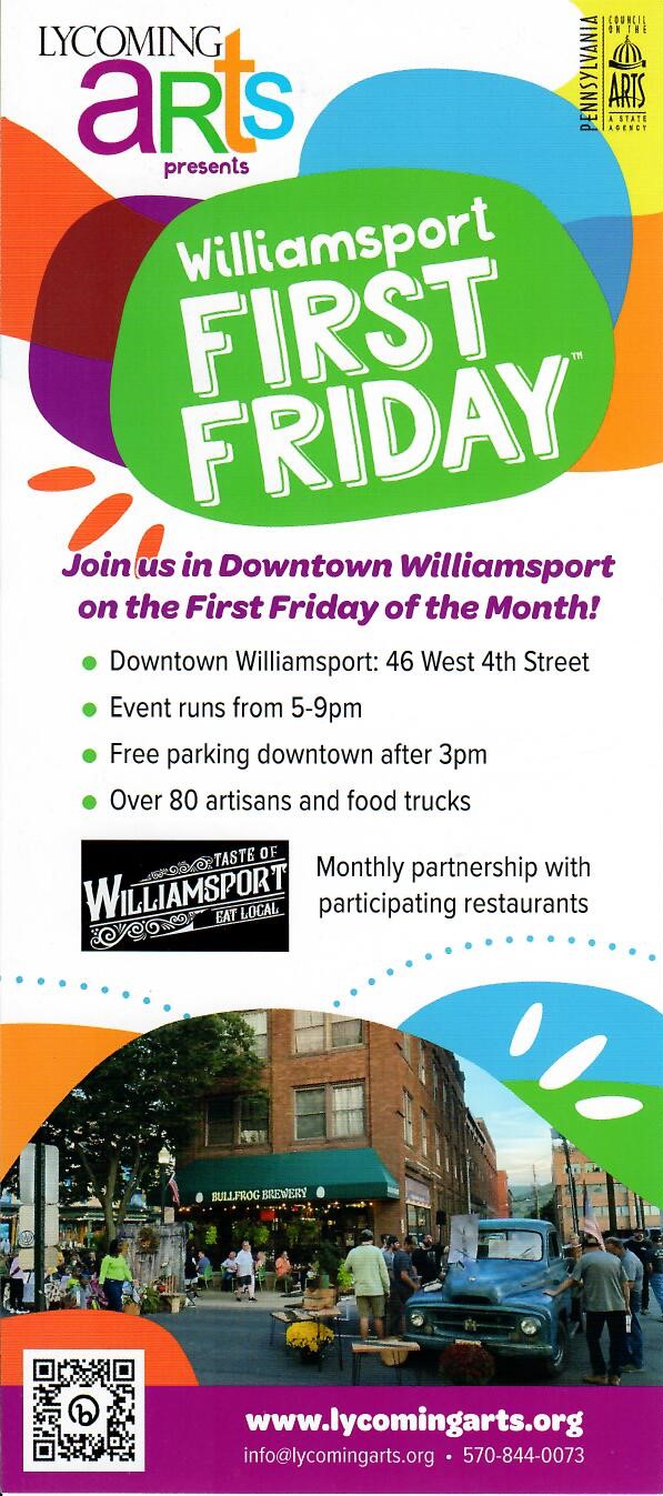 Arts Williamsport First Friday 2023 Calendar Getaways On